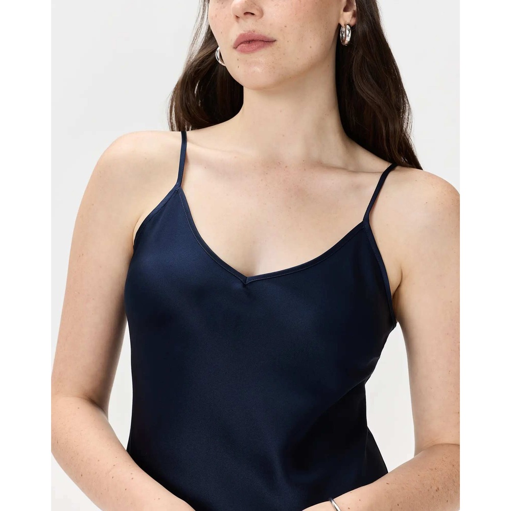 Quince 100% Washable Silk Mini Slip Dress Navy Blue Small NWT - Picture 4 of 6